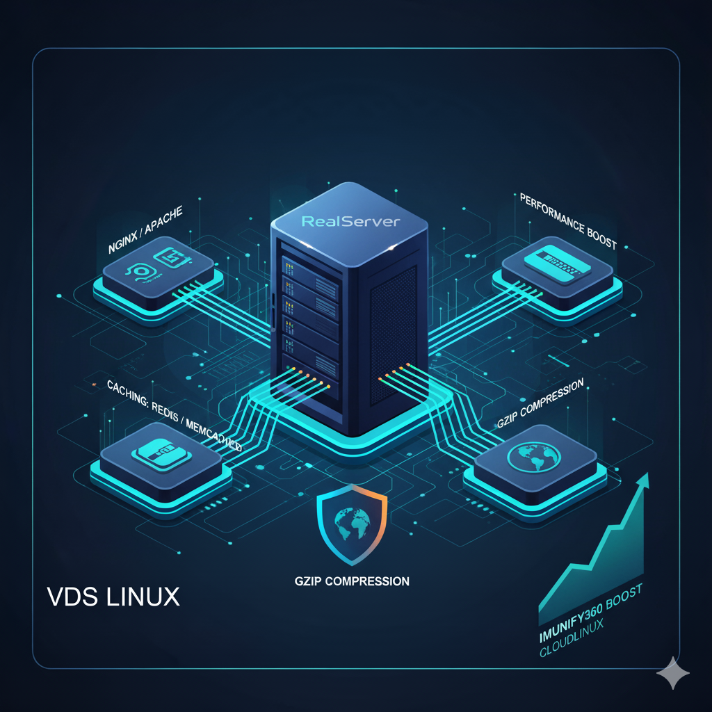 Diagrama de optimizare a performanței unui server web Nginx și Apache pe un VDS Linux